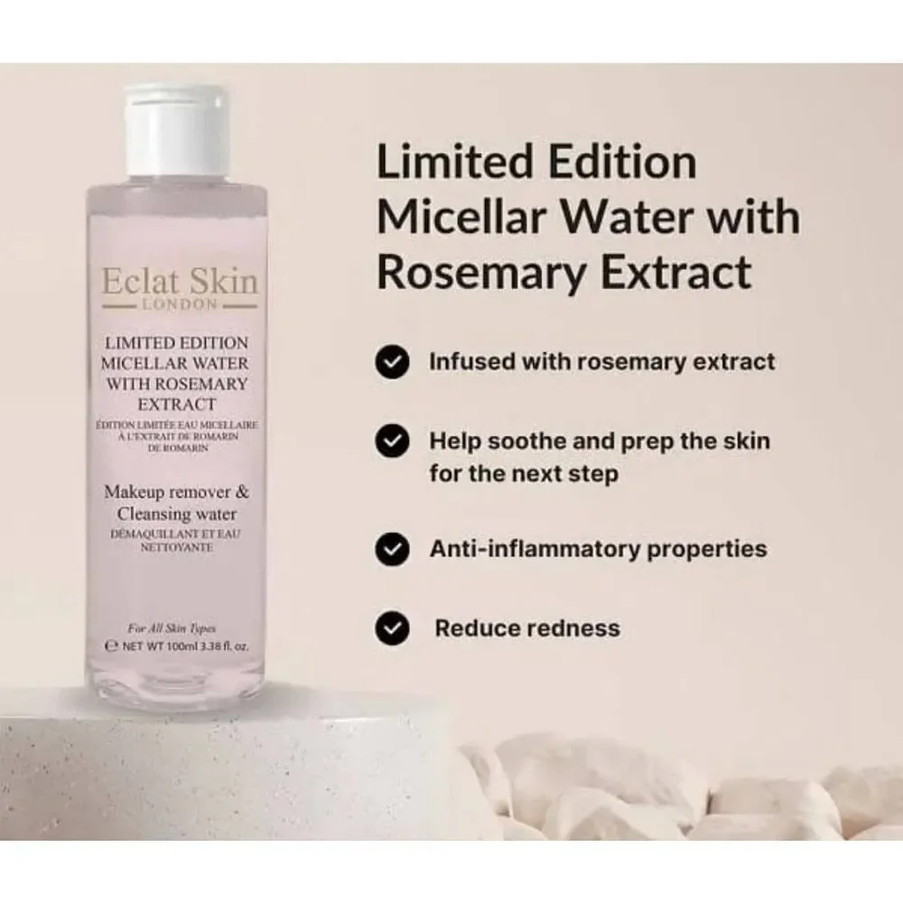 BNIB~ECLAT SKIN LONDON Limited Edition Micellar Cleansing Water/Makeup Remover